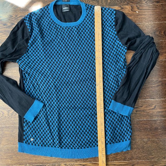Swiss Design Strellson Men's Sweater Teal & Black Cotton/Silk -Medium - Picture 8 of 9